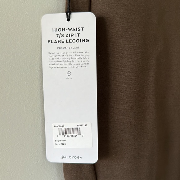 Brand New ALO With TAGS FLARE LEGGING XXS espresso - Picture 9 of 9